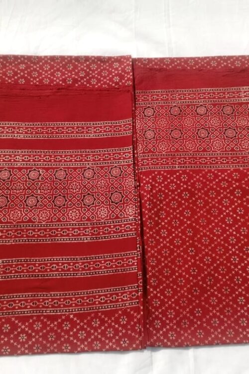 Loan Cottan Shurt Dupatta Wength47 Length 3meter Color Red/Black